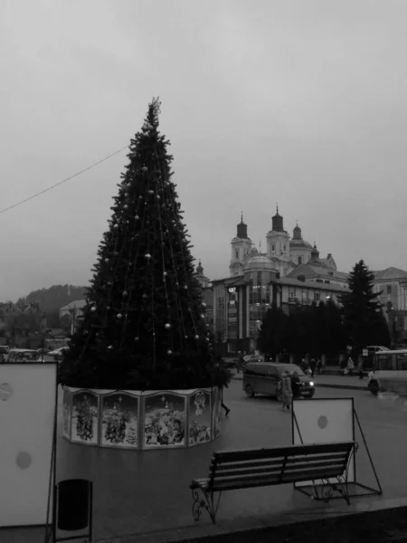 Eski Kasabada Noel Ağacı Noel Ağacı Eski Kasaba — Stok fotoğraf