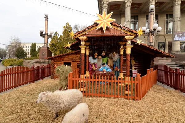 Presepe Natale Piazza — Foto Stock