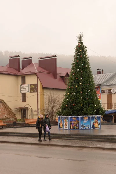 Albero Natale Nel Centro Storico Albero Natale Centro Storico — Foto Stock