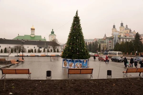  Eski kasabada Noel ağacı. Noel ağacı, eski kasaba.                  