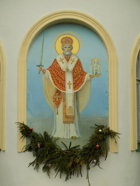 Ikona Świętego Mikołaja Klasztor Objawienia Pańskiego — Zdjęcie stockowe