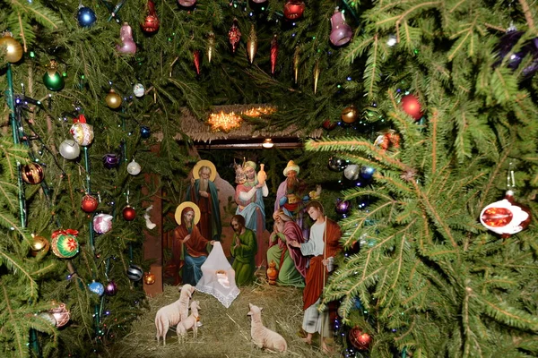 Crèche Noël Dans Monastère — Photo