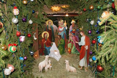 Manastırda Noel doğumu sahnesi