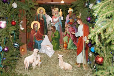 Manastırda Noel doğumu sahnesi