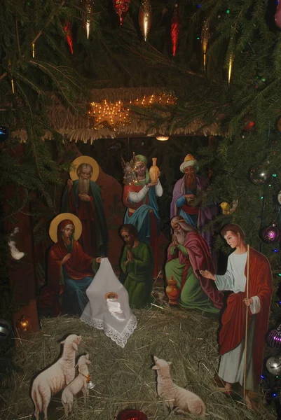 Vánoční Betlém Scéna Klášteře — Stock fotografie