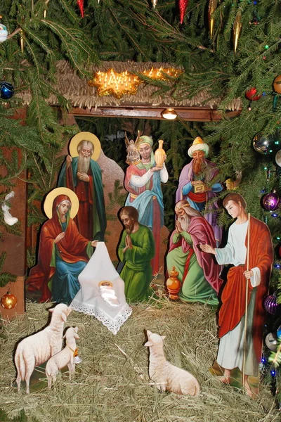 Vánoční Betlém Scéna Klášteře — Stock fotografie