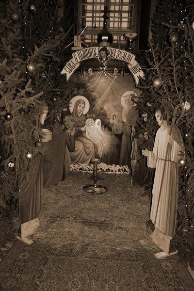 Crèche Noël Dans Monastère — Photo