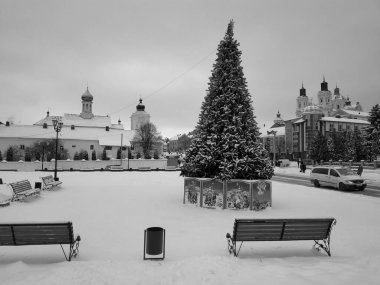  Eski kasabada Noel ağacı. Noel ağacı, eski kasaba.                  