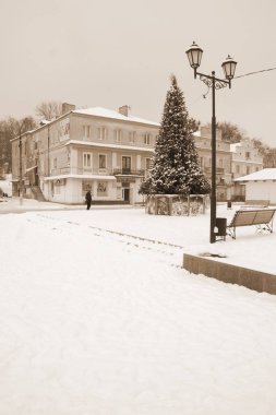  Eski kasabada Noel ağacı. Noel ağacı, eski kasaba.                  