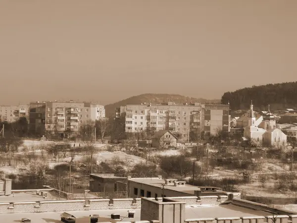 Vista Dalla Finestra Verso Città — Foto Stock