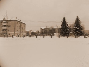 Karlı, kış, manzara, manzara, taşra, şehir