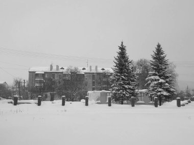 Karlı, kış, manzara, manzara, taşra, şehir