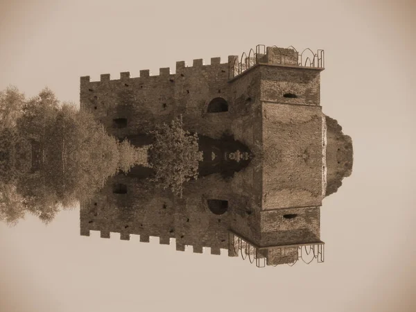 Resti Del Vecchio Muro Della Torre Ingresso — Foto Stock