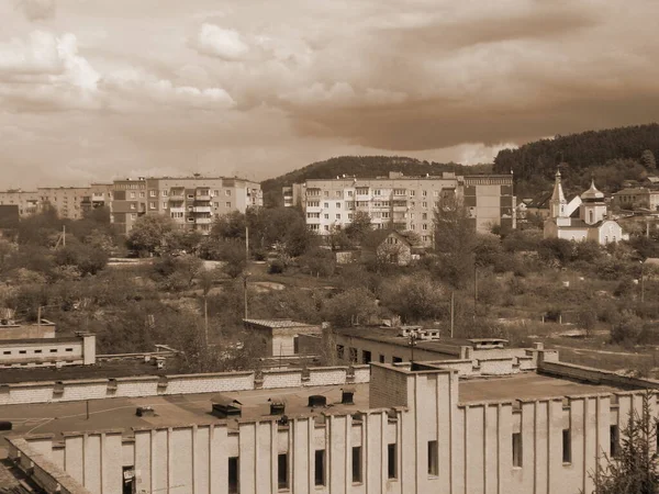 Pohled Okna Města — Stock fotografie