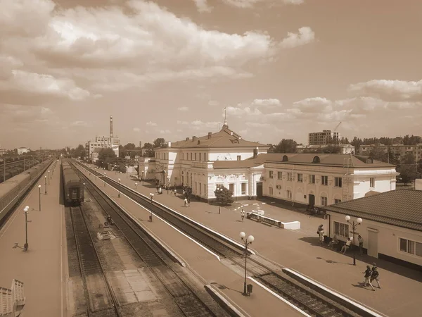 Σιδηροδρομικός Σταθμός Στο Kherson Ukraine — Φωτογραφία Αρχείου