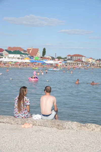 Egy Város Fekete Tenger Partján Vaskikötő Holoprystan Kerület Kherson Régió — Stock Fotó