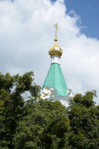 Cúpula Dourada Cruz Igreja Ortodoxa — Fotografia de Stock