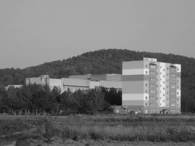 Camdan şehre olan manzara. Kremenets şehri Gorbacha sokağı.                                                                 