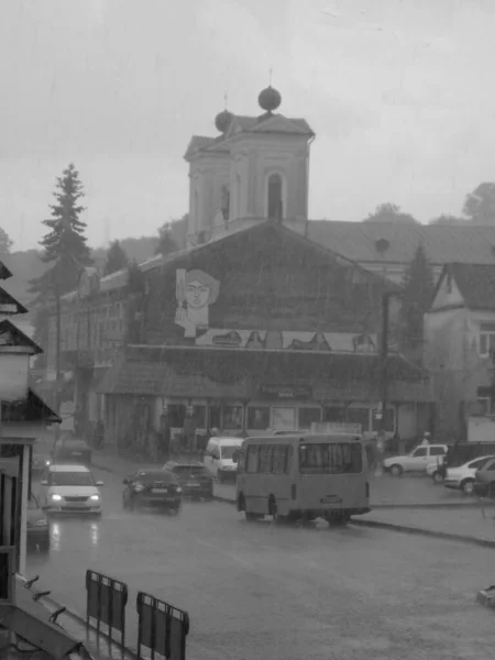 Historyczna Część Starego Miasta Deszcz Nad Starym Miastem — Zdjęcie stockowe