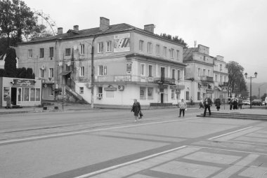 Eski kasabanın küçük bir caddesi. Eski şehrin tarihi kısmı.                    