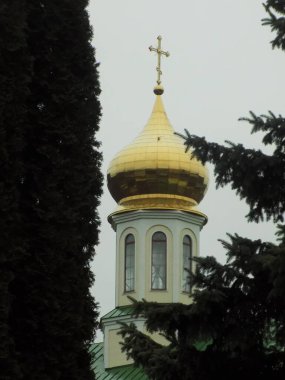 Eski şehrin üzerindeki sis. Eski şehrin tarihi kısmı. St. Nicholas Katedrali (Fransisken Manastırı). Eski büyük kilise.            