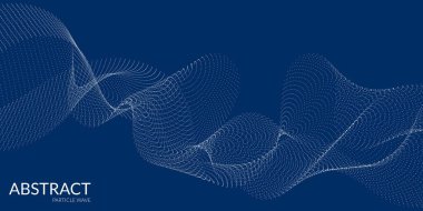 Beyaz dinamik dalgaları, çizgileri ve parçacıkları olan modern soyut bir arkaplan. Vektör illüstrasyonu.