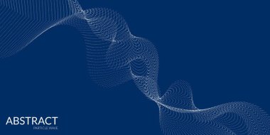 Beyaz dinamik dalgaları, çizgileri ve parçacıkları olan modern soyut bir arkaplan. Vektör illüstrasyonu.