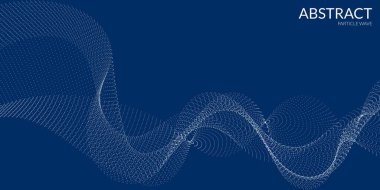 Beyaz dinamik dalgaları, çizgileri ve parçacıkları olan modern soyut bir arkaplan. Vektör illüstrasyonu.