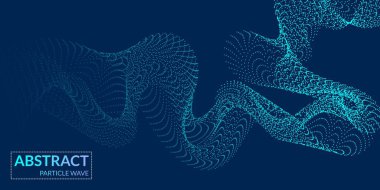 Mavi gradyanı, çizgileri ve dinamik parçacıkları olan modern soyut arkaplan. Vektör illüstrasyonu.