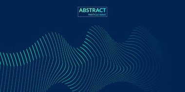 Yeşil ve mavi gradyanı, çizgileri ve dinamik parçacıkları olan modern soyut arkaplan. Vektör illüstrasyonu.