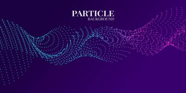 mavi ve mor renkli dinamik dalga parçacığı soyut arkaplanı. Vektör illüstrasyonu