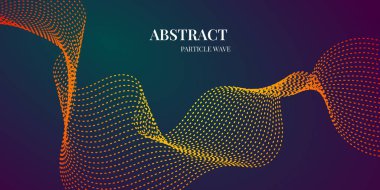 kırmızı ve sarı gradyan renklere sahip dinamik dalga parçacık soyut arkaplanı. Vektör illüstrasyonu