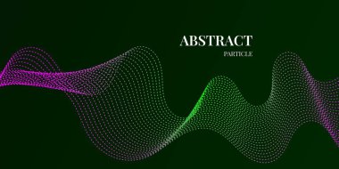 mor ve yeşil gradyan renklere sahip dinamik dalga parçacığı soyut arkaplanı. Vektör illüstrasyonu
