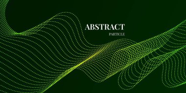 dinamik dalga parçacığı soyut arkaplan sarı ve gren gradyan renkleriyle. Vektör illüstrasyonu