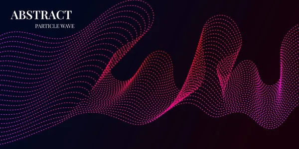 mor ve kırmızı gradyan renklere sahip dinamik dalga parçacık soyut arkaplanı. Vektör illüstrasyonu