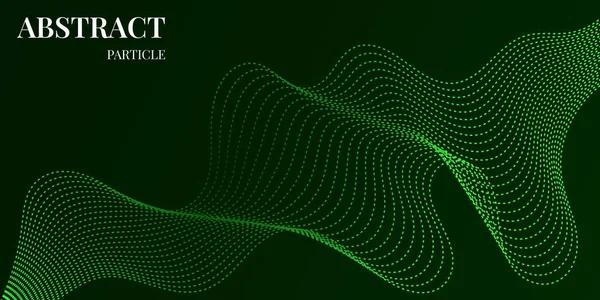 yeşil eğimli dinamik dalga parçacığı soyut arkaplanı. Vektör illüstrasyonu