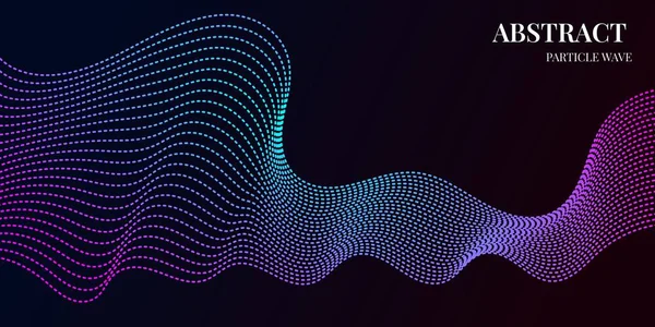 mor ve mavi gradyan renklere sahip dinamik dalga parçacığı soyut arkaplanı. Vektör illüstrasyonu