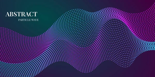 mor ve mavi gradyan renklere sahip dinamik dalga parçacığı soyut arkaplanı. Vektör illüstrasyonu