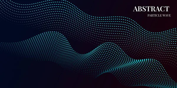 mavi gradyan renklere sahip dinamik dalga parçacığı soyut arkaplanı. Vektör illüstrasyonu