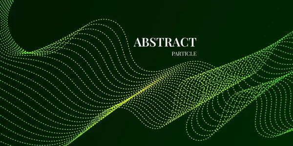 dinamik dalga parçacığı soyut arkaplan sarı ve gren gradyan renkleriyle. Vektör illüstrasyonu