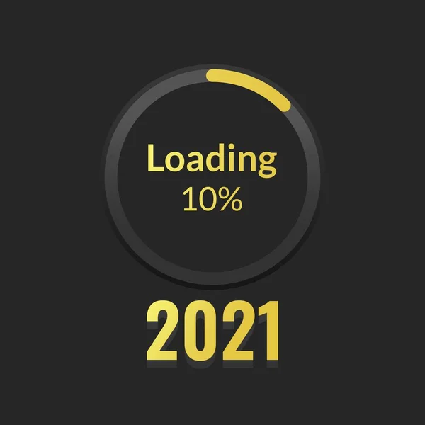 New Year Concept 2021 Circle Loading Progress Bar Gold Black — Stock Vector