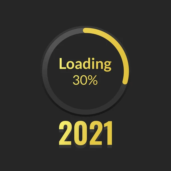 Yeni Yıl Konsepti 2021 Luk Rakamla Siyah Ekranda Çember Şeklinde — Stok Vektör