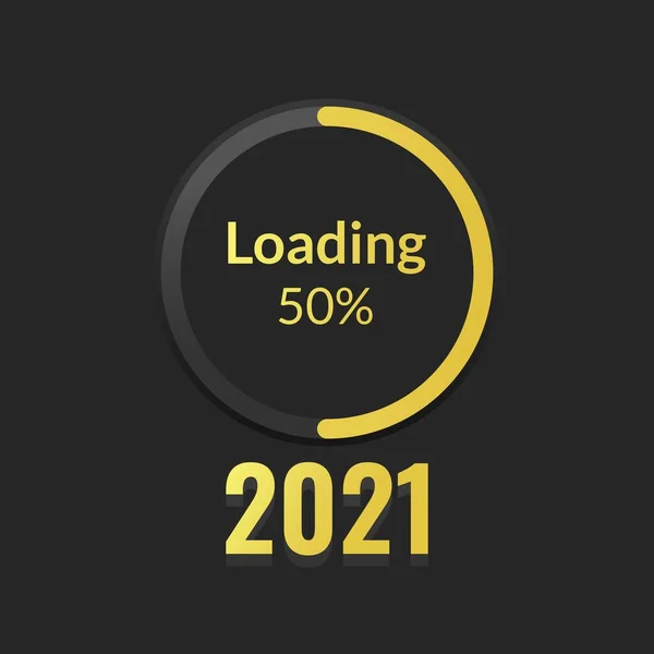 Yeni Yıl Konsepti 2021 Lik Rakamla Siyah Ekranda Çember Şeklinde — Stok Vektör