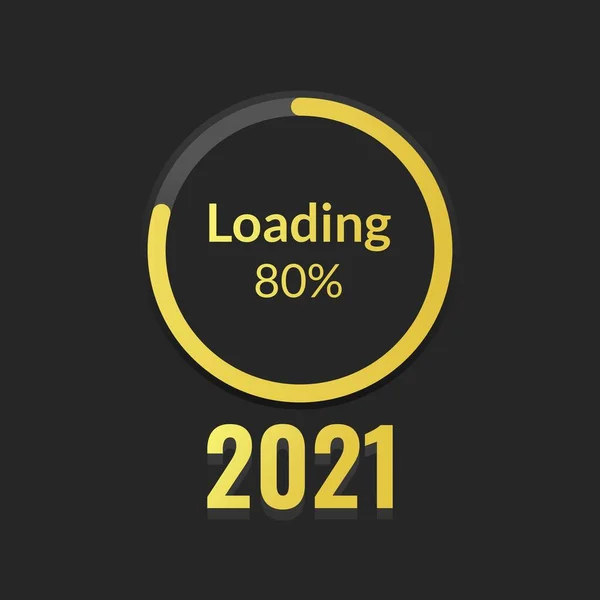 Yeni Yıl Konsepti 2021 Lik Rakamla Siyah Ekranda Çember Şeklinde — Stok Vektör