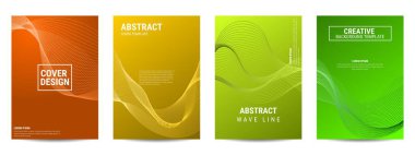 Broşür, poster vs. için renkli ve soyut dalga çizgi arkaplan tasarımı. Modern eğri eğrisi geometrik. Vektör İllüstrasyonu