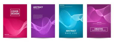 Broşür, poster vs. için renkli ve soyut dalga çizgi arkaplan tasarımı. Modern eğri eğrisi geometrik. Vektör İllüstrasyonu