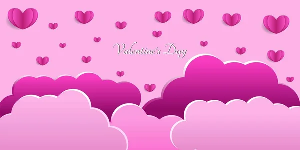 Happy Valentines Day Heart Achtergrond Papier Gesneden Stijl Het Geschikt — Stockvector