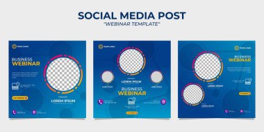Sosyal medya hikayelerinin yaratıcı tasarım koleksiyonu mavi gradyan arka planda şablonlar yayınlıyor. Bu iş webinar, pazarlama webinar, çevrimiçi sınıf programı, vs. için uygundur.