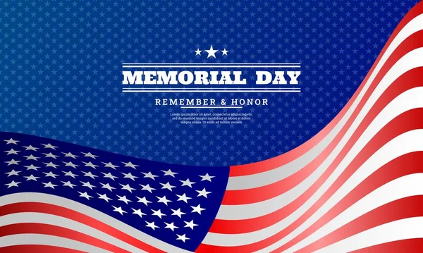 Memorial Day Design Fundo Com Bandeira Dos Eua Adequado Para — Vetor de Stock