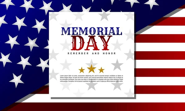 Memorial Day Design Fundo Com Bandeira Americana Cor Gradação Ilustração — Vetor de Stock